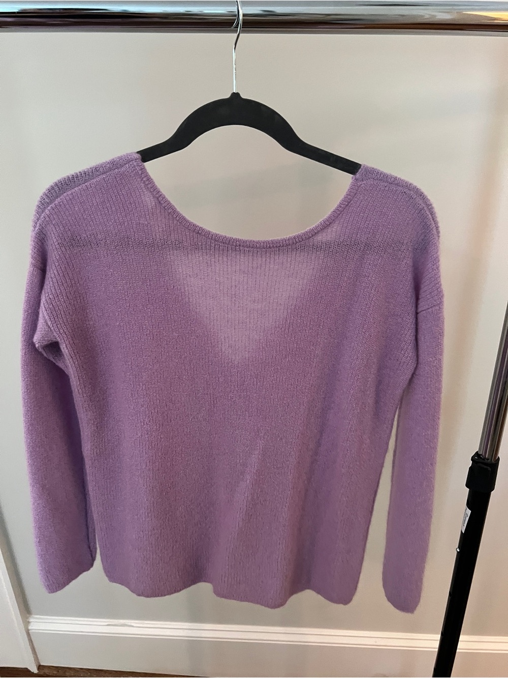 Sézane Lilac V-Neck Button-Front Knit Cardigan - Picture 2 of 3